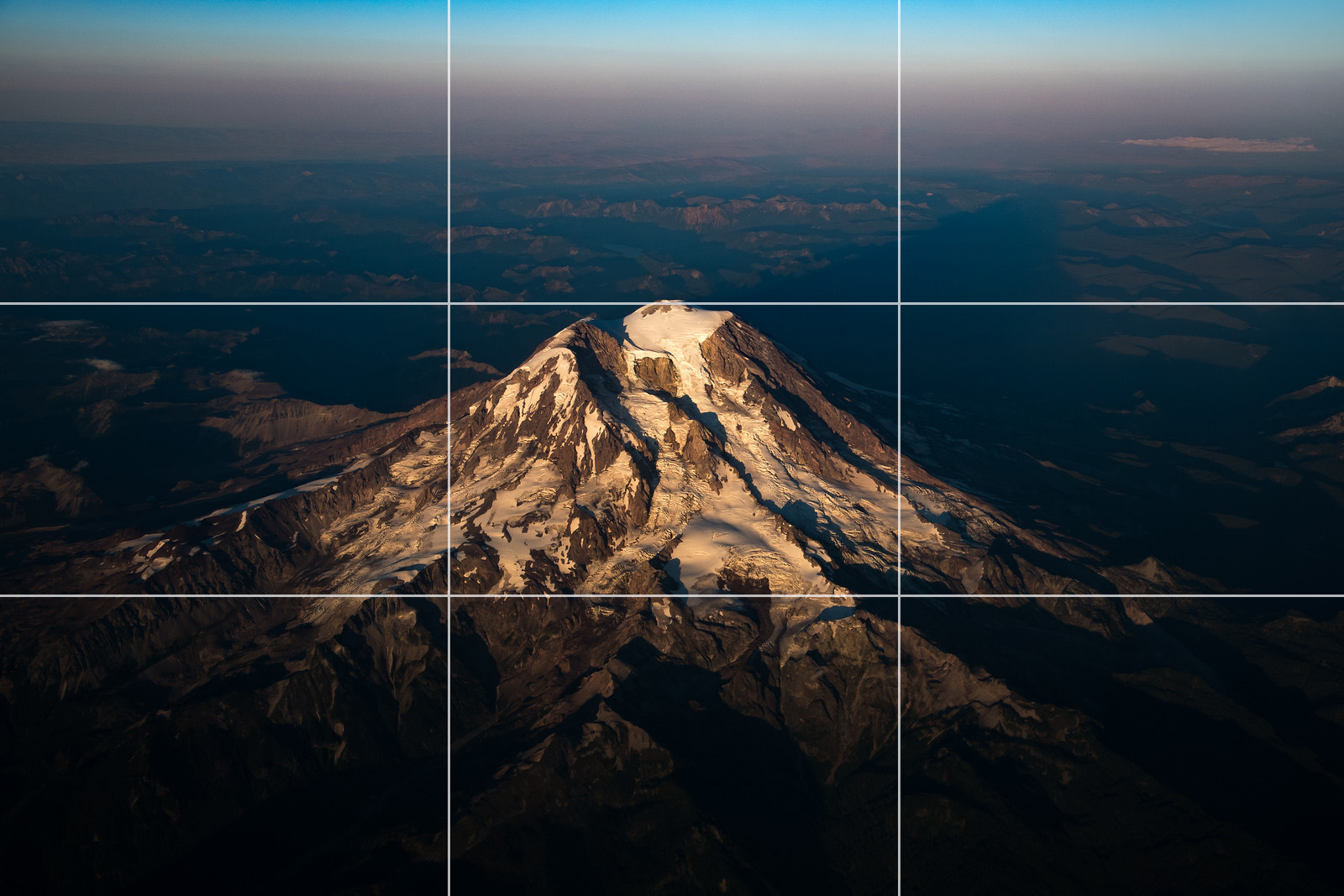 Landscape photograph breaking the rule of thirds using symmetry and leading lines as compositional tools instead