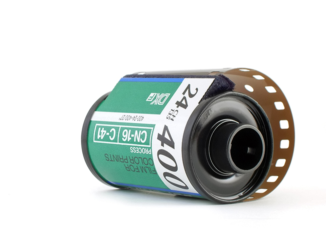 ISO 400 film roll, showing how film speed was fixed per roll in analog photography