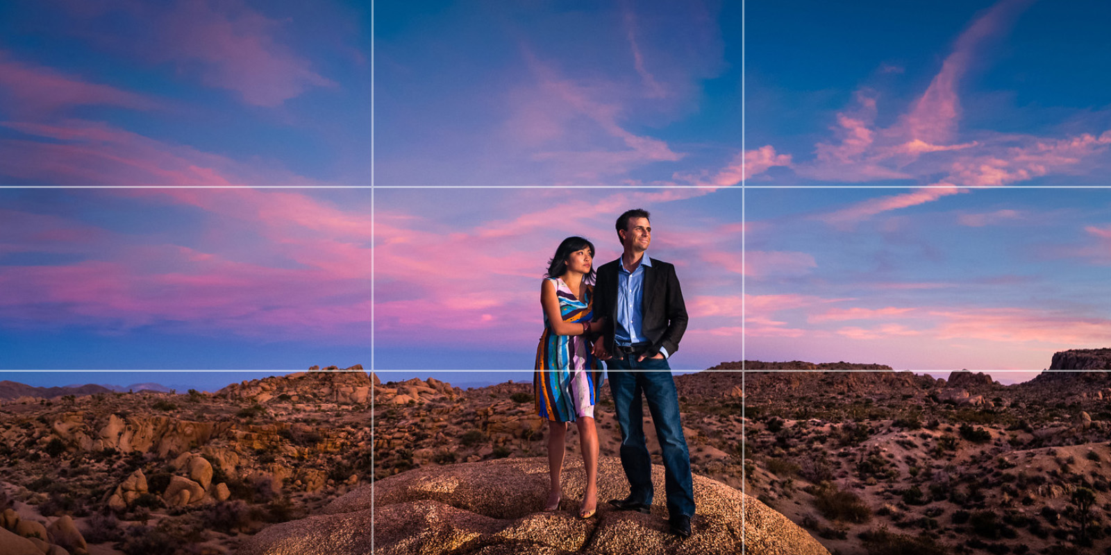 Panorama photograph showing horizon placed on a rule of thirds horizontal line